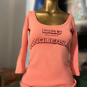 D&G Dolce & Gabbana Cotton 3/4 sleeve tee